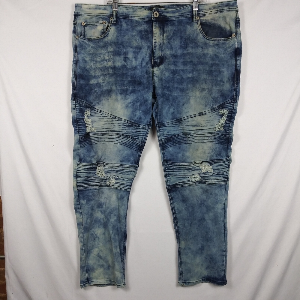 Bleeker And Mercer Jeans Men's Distressed Acid Washed Size 44 x 32 Hip Hop
